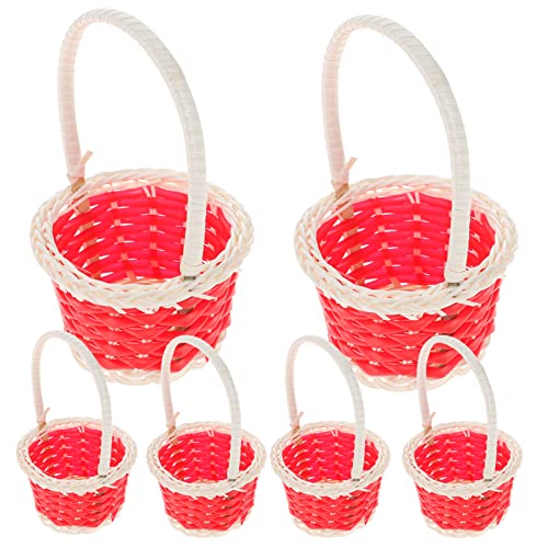 TOYANDONA Cesta De Compras De Ratán De Plástico De 6 Uds Mini Cesta De Cesto Para Niños Miniaturas De Cesto De Plástico Para Manualidades Cubo De Basura De Ratán Recogiendo Cesta De