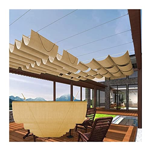 LXBAMKEA Cubierta De Pérgola con Toldo Ondulado Retráctil, Toldo Ondulado De Techo con Ventilación Anti-UV con Kit Montaje, Cubierta Exterior Balcón Jardín Cafetería, Vela Sombra (Color : Beige Color
