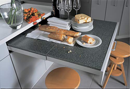 Gedotec Topflex - Herraje extensible para mesa con parte delantera bajable, longitud de 810 mm, extractos para cajones de madera, 1 juego, guías extensibles para cajones