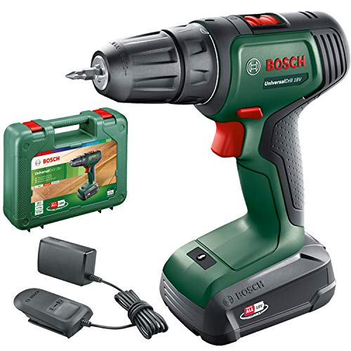 Bosch Home and Garden UniversalDrill - taladro y atornillador a batería, 18 V (1 batería, sistema de 18 V, en maletín)