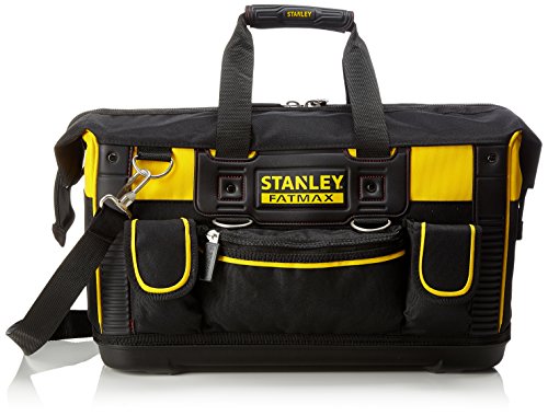 STANLEY FATMAX FMST1-71180 - Bolsa rígida abierta para herramientas, Estructura voluminosa, Almacenamiento vertical, Correa ajustable para el hombro, Asa de goma, Resistente al agua y al polvo