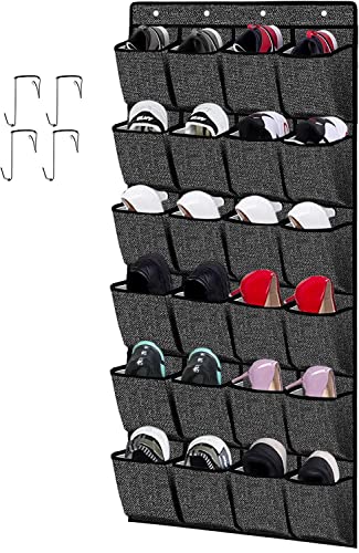 homyfort 24 Bolso de Espacio de Zapatos de la Puerta, Zapatero de la Pared, Organizador del Almacenaje, Zapatero Organizador, Bolsa de Almacenamiento de Ahorro Colección, Negro Lino, XAODSB1P