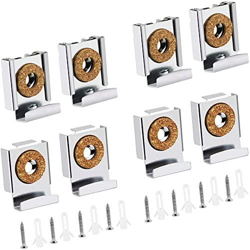 Sunjun Soporte Espejo Pared Clip de espejo Herrajes Colgar Muebles Cocina con Tacos y Tornillos para Fijación de Espejo Para Colgar Artículos, Plata (001)
