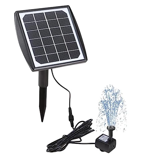 Bomba de Fuente Solar 2W 200L/h, Exterior estanque Bomba Agua Solar con 4 Boquillas, bomba de fuente para acuario, pequeño estanque, jardín, terraza, césped piscina