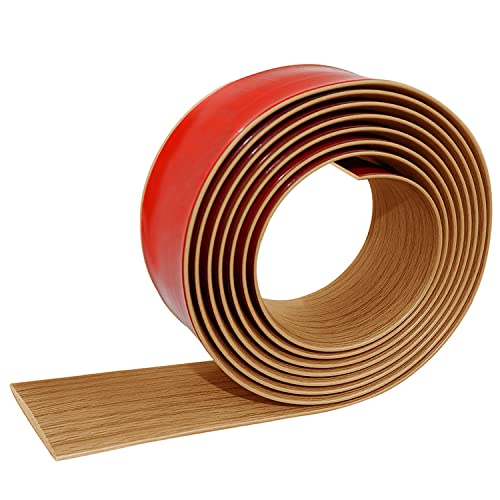 400 x 5cm Tira de Umbral de Autoadhesivo, Tira de Transición de Suelo de PVC, Listones de Madera Decorativos Autoadhesivos, Para Juntas Entre Suelo y Baldosa (Roble amarillo)