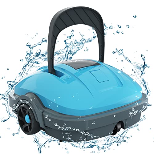 WYBOT Robot Limpiafondos Piscina, Aspirador Piscinas Automática 50 Minutos Succión Potente, Motor Dual, Filtro Fino de 180 μm para Piscinas sobre/en el Suelo de hasta 50 m² (Azul)