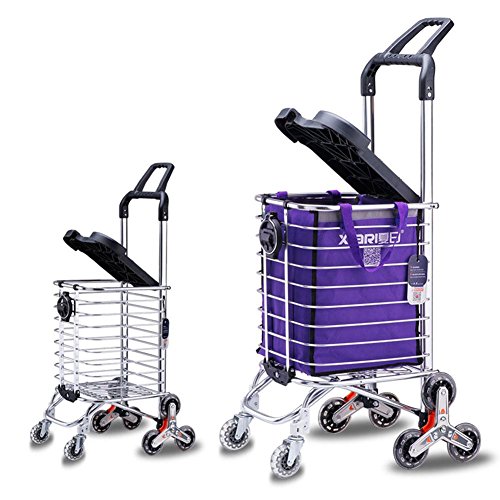 Escalera de escalada multipropósito supermercado plegable 8 ruedas Compras con bolsa de la compra y el asiento