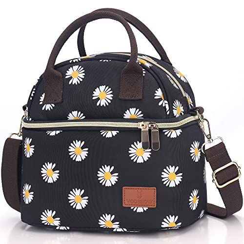 Vogshow Bolsa Termica Porta Alimentos, 9L Doble Compartimentos Bolsa Isotermica Mujer Hombres Portatil Lunch Bag con Bandolera para Trabajo Escuela Picnic
