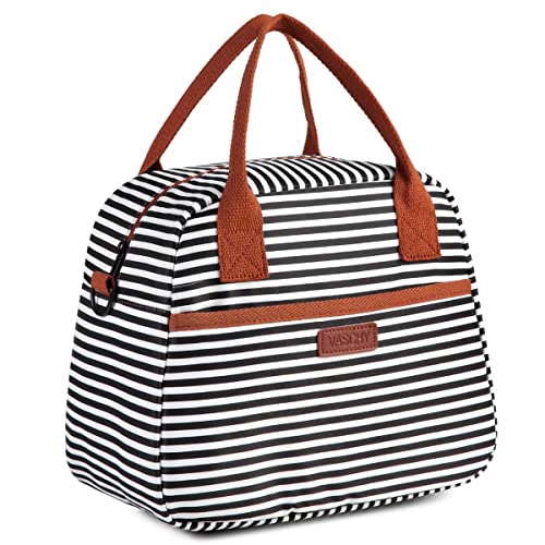 Bolsa Térmica Porta Alimentos, Vaschy Bolsa de Comida para Trabajo Bolsa de Almuerzo para Mujer Bolsa Isotermica para Tupper y Fiambrera para Escuela Trabajo Picnics, Franja