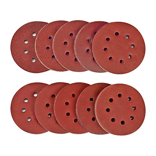 Disco de Lija, SPTA 100 Piezas Discos de Pulir ø 125 mm Grano Cada 10 x 40/80/120/180/320/600/800/1000/1500/2000 para Lijadora orbital,lijadoras excéntricas 8-Agujeros Papel De Lija -OSDPS5M100