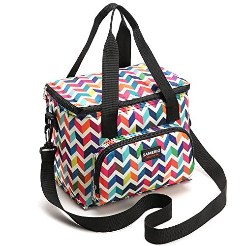 SAMERIO Loncheras Para Mujeres Bolsa Térmica Porta Alimentos 9L Hermética Bolsa Térmica Plegable Nevera Tela Bolsas Comida Nevera Almuerzo para Adultos Mujer Niñas Trabajo Escuela Playa Camping (ola)