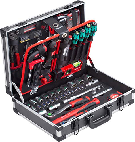 Meister 8973750 - Maletín de herramientas de 131 piezas con herramientas de calidad de Knipex y Wera - Maletín de aluminio estable/Maletín de herramientas profesional con herramientas
