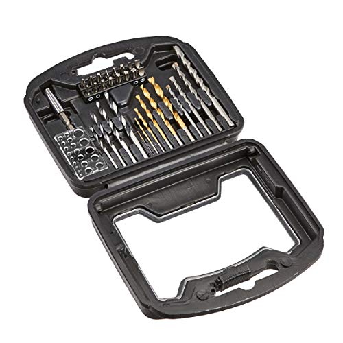 Amazon Basics - Juego de brocas y accesorios de destornillador y taladro, 32 piezas