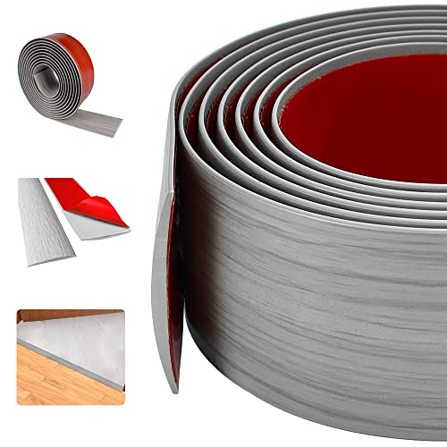 DIKEBAO Tira de Umbral Gris 200cm x 5cm Perfil de Suelo Autoadhesivo Suave PVC Tapajuntas Suelo Perfil Suelo Puertatapajuntas Suelo Ceramico Tapajuntas Parquet para Eliminar las Juntas Tarima