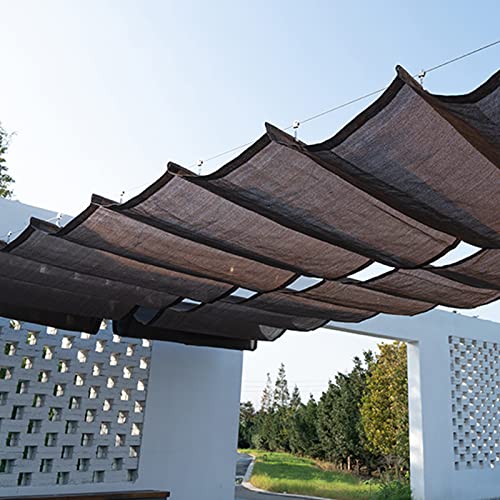 Toldo Ondulado Marrones,Cubierta de Sombra Extensible,Toldo Vela de Sombra Transpirables,Cubierta de Pérgola Anti-UV,Tela de Toldo al 95%,para Techos,con Accesorios (3x4m/9.8x13ft)