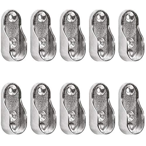 10 Uds. Armario Oval Rail Socket Zinc Alloy Rails Rails Accesorios Fácil instalación o extracción para armario Soporte de armario Cortina de ducha Rod Brida Kit (Plata), DV0109