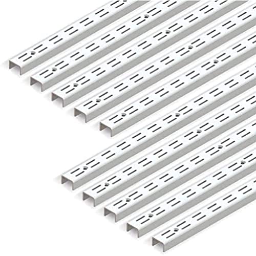 EMUCA Perfil Cremallera estanteria Blanco, perforación Doble 32mm para escuadras de Estante, L 951mm, Pack de 10 Piezas