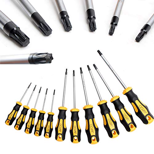 CCLIFE Destornillador Torx, Juego Destornilladores Torx t6 t7 t8 t9 t10 t15 t20 t25 t27 t30 t40 Inviolable Imantador, Kit Set Destornilladores Torx sin Agujero Hueco Precision Largo Profesional