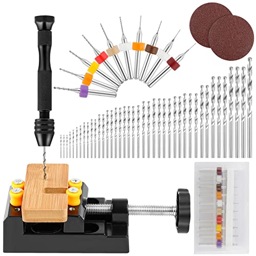 62 Piezas Juego de Brocas de Mano, Comius Sharp Juego de Tornillo de Banco y Herramientas Rotativas con Broca Espiral de 48 Piezas y Broca de Pintura de 0,3-1,2 mm para Bricolaje, Trabajos en Madera