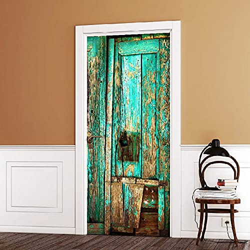 Adesivi per Porte autoadesivi Porta in Legno Scaffale Scale Carta da parati impermeabile Stampa Immagine Arte Ristrutturazione Soggiorno Decor A23 95x215 cm