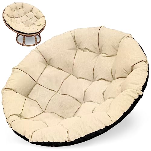 Amazinggirl Cojines sillas 100 cm Jardin papasan - Cojines Exterior poliéster cojin Redondo cojin Silla de ratán o mecedoras Beige