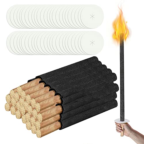 Cecaylie 150 antorchas de cera natural, antorchas para caminata de antorchas, tiempo de combustión 100 min, con protección de manos, antorchas de cera para jardín, al aire libre, caminata nocturna