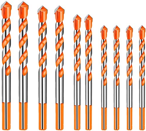 KAHEIGN 10 Piezas Carburo De Tungsteno Broca para Mampostería Conjunto para Metal Acero Porcelana Baldosas De Cerámica Hormigón Ladrillo Plástico Madera (6/8 /10 /12mm)