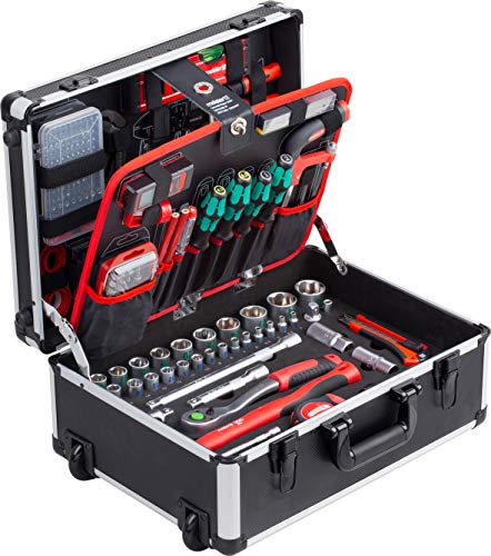 Meister 8973770 8973770-Maletín piezas, calidad, mango telescópico, maletín profesional lleno, ruedas, caja de herramientas, 238 Teile