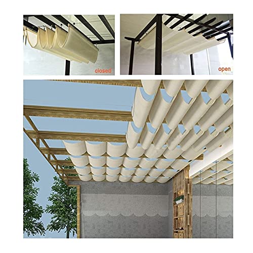 PENGFEI - Toldo retráctil para pérgola, toldo de ondas, protección UV, protección solar para patio, jardín, refugio, varios tamaños disponibles (color: beige, tamaño: 1,2 x 2 m)