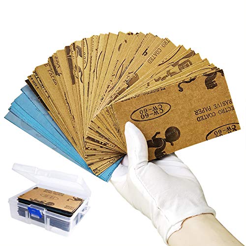 Papel de lija, variedades húmedas y secas, 108 unidades de 60 a 3000 gránulos, 7,6 x 14 cm, hojas de papel abrasivo con caja de regalo, para madera y acabado de muebles.