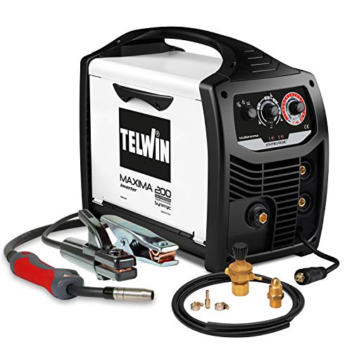 Telwin Ready Kit: soldadora inverter multiproceso Maxima 200 con accesorios de soldadura Flux/MMA/Mig-Mag