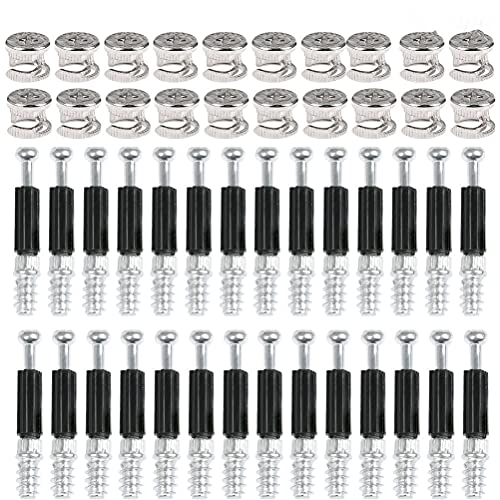 NA 43mm 50Pcs Tornillos de Fijación de Herrajes para Muebles,Juego de Pernos,Clavijas de Fijación,Conector de Gabinete de Muebles con Pernos de Pasador,Leva de Bloqueo para Cajón de Armario