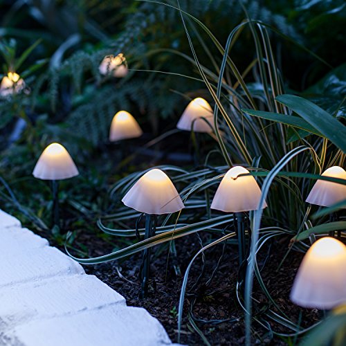 Lights4fun Conjunto de 12 Balizas Solares de Setas con LED Blancos Cálidos para Exteriores