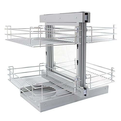 4 Cestos de Acero Inoxidable para Mueble de Rincón Ciego 90-100cm, Mano Derecha Tire Cestas de Cocina con Cierre Suave Armario Lavadero Organizador Alacena Despensa Almacenamiento, Capacidad 60-80kg