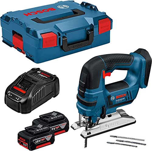 Bosch Professional 18V System GST 18 V-LI B - Sierra de calar a batería (2700 cpm, profundidad de corte 120 mm, 2 baterías x 5.0 Ah, en L-BOXX)