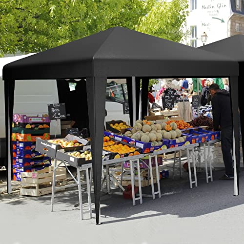 YITAHOME Carpa Plegable Gazebo 3X3 m, Cenador Impermeable Pabellón De Jardín, Protección UV Altura Ajustable con Bolsa con Ruedas para Camping, Fiestas, Exterior, Negro