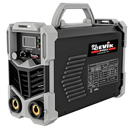 Cevik Pro CE TITANIUM201 Equipo de Soldadura Inverter MMA 200A Profesional Factor de Trabajo 60% Regulación 20 a 200 Amp Lectura Digital Conectable a Generador