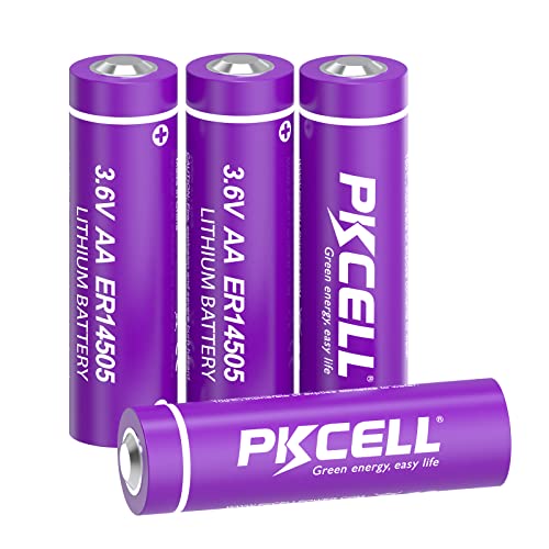 Pilas AA ER14505 3,6V 2400 mAh Batería Litio (no Recargable) para Control Remoto,medidores de Agua,sensores,Paquete de 4,PKCELL
