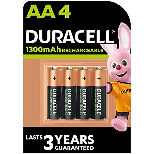 Duracell Pilas Recargables AA 1300 mAh, paquete de 4