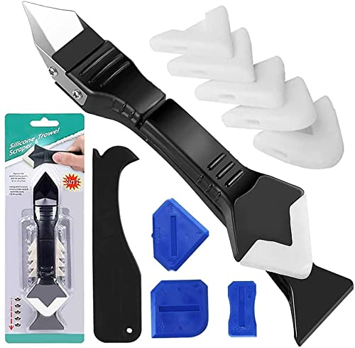 Removedor de sellador de silicona kit de herramienta más suave, sellador 3 en 1 raspador de lechada de calafateo de silicona, 4 de sellador de silicona eliminación de alisado para baño cocina sala
