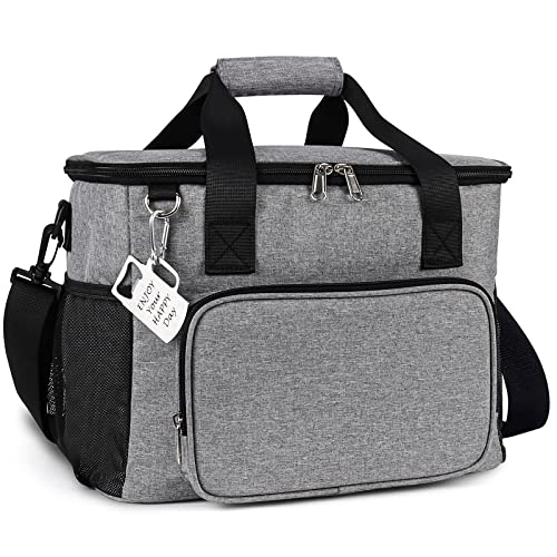 Wodasi 20L Bolsa de Enfriamiento, Bolsa Termica Porta Alimentos Bolsa Nevera Portatil, Bolsa Almuerzo con Abridor de Botellas, Bolsa Isotermica para Fiambrera Picnic/Playa/Trabajo/Escuela, Gris