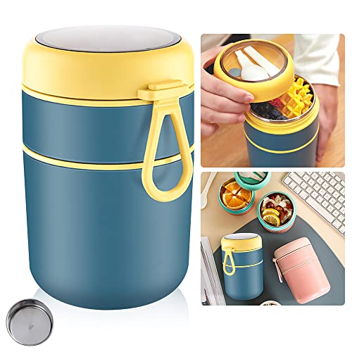 AVCXEC Termo Comida Caliente, 7100ml Taza de Cereales y Yogur de doble capa con cuchara, Termos para Comida de Acero Inoxidable para adultos bebe, Porta Yogurt y Cereales