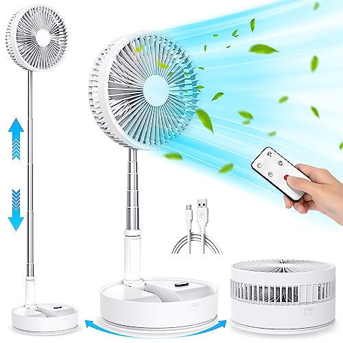 Ventilador de pie oscilante portátil con control remoto, ventiladores de sobremesa plegable, 8
