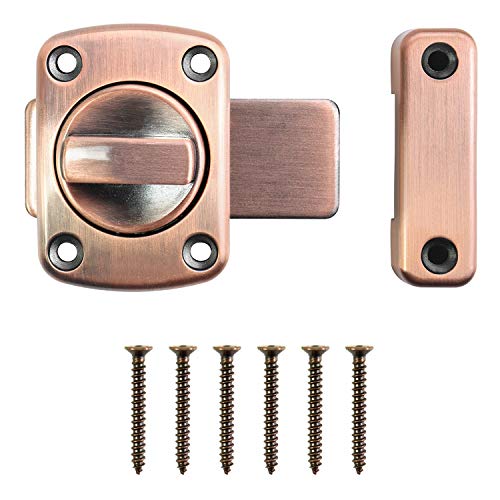 QWORK Cerradura Giratoria de Puerta, Cerrojo Puerta de Seguridad de Acero Inoxidable, Pestillo Antirrobo para Puerta de Baño Armario, Bronce Rojo