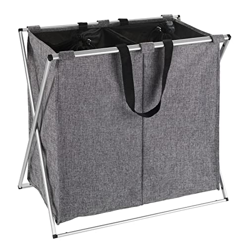 WENKO Pongotodo Duo gris moteado - Cesta para la ropa Capacidad: 120 l, Poliéster, 59 x 57 x 38 cm, Gris