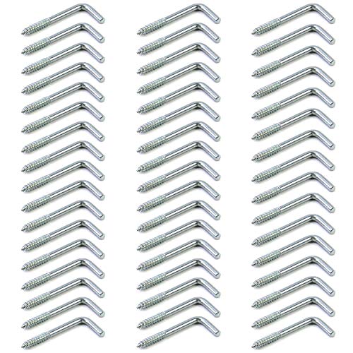 QWORK - Ganchos de tornillo de acero al carbono, alcayatas pared en forma de L, 40 mm x 16 mm, 50 piezas