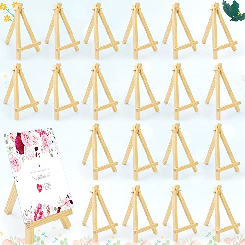 QINERSAW 20 Mini Caballete de Madera Caballete de Mesa Pequeño Mini Caballete Triangular de Madera Mini Caballete Plegable de Madera Mini Caballetes para Exhibición de Fotos de Bodas (15 * 8 cm)