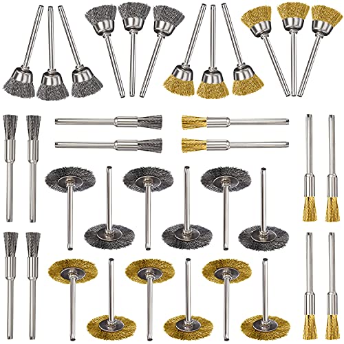 GIAK Cepillo de Alambre cepillo Metalico Mini Acero Inoxidable latón Juego de Cepillos de Alambre 36 piezas Herramientas de Pulido y Iimpieza para Bricolaje lijado limpieza Descalcificación