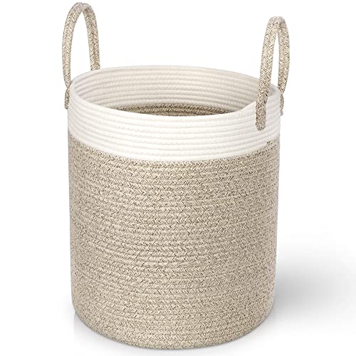 Larkumio Cesto Ropa Sucia, Cesta Ropa Limpia Plegable Cesto Colada, Cuerda de Algodón Laundry Basket Con Asa Cesta Almacenaje Infantil Bebe para Ropa Juguetes Mantas, Kaki