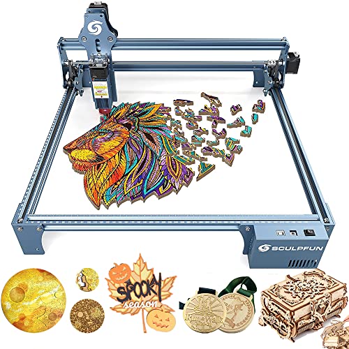 SCULPFUN S9 Grabadora Laser Madera - 90W Maquina Grabado Laser, 15 MM Cortadora Laser CNC Kit, DIY Maquina Corte Laser Herramientas, Area de Trabajo 410 MM x 420 MM para Madera, Metal, Acrílico